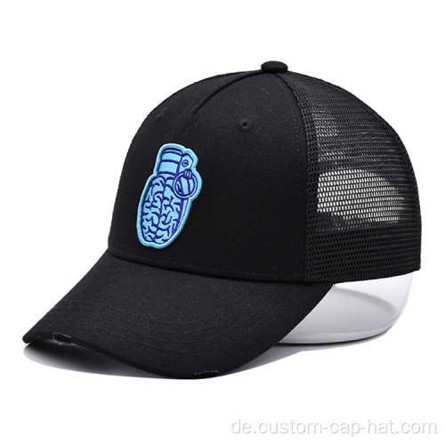 5 Panel Black Sticked Patch Baseball Cap